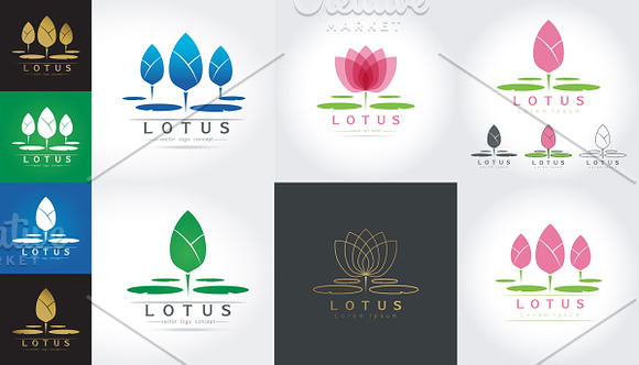 Set Of Isolated Abstract Lotus Logo