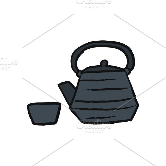 Traditional Tea Cup And Tea Pot