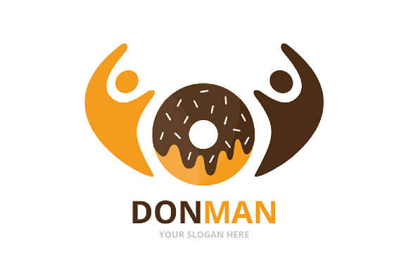 Vector Donut And People Logo Combination Doughnut And Family Symbol Or Icon Unique Bakery And Union Help Connect Team Logotype Design Template