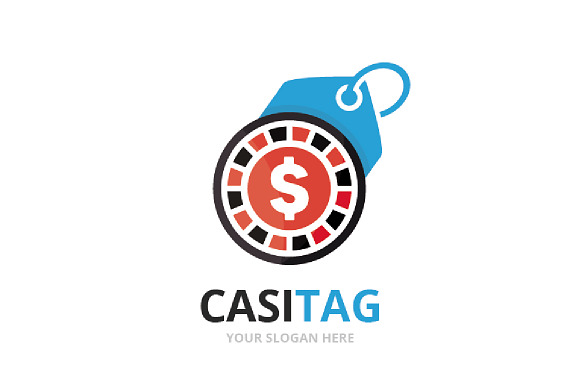 Vector Casino And Tag Logo Combination Chip And Shop Symbol Or Icon Unique Roulette Game And Label Logotype Design Template