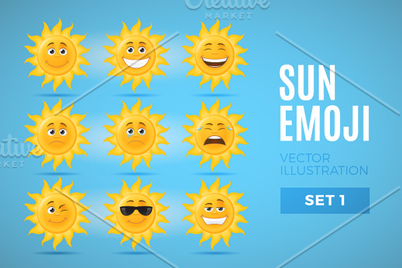 Sun Emoticons Set 1