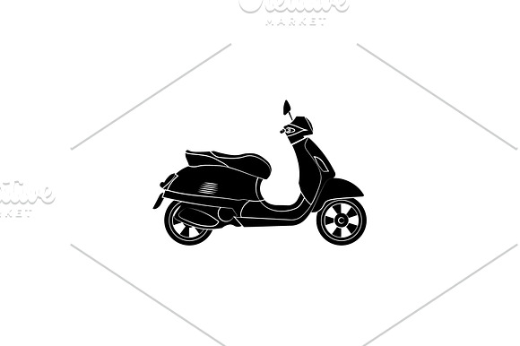 Vintage Moped Motorcycle Black