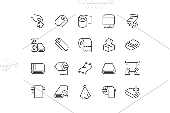 Line Towels And Napkins Icons