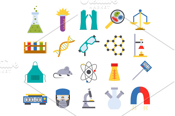 Lab Vector Chemical Test Medical Laboratory Scientific Biology Science Chemistry Icons Illustration