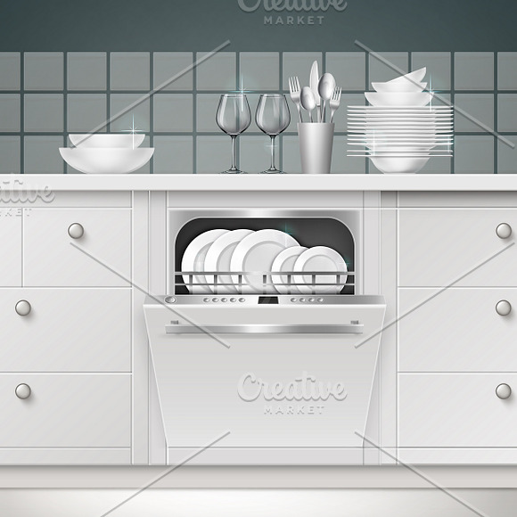 Illustration Of Build-in Dishwasher