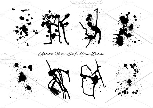 Artistic grunge stains vector set in Photoshop Shapes