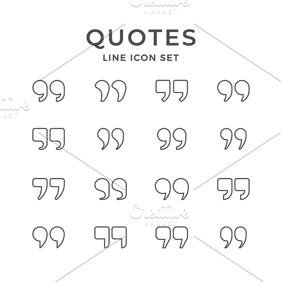 Set Line Icons Of Quotes