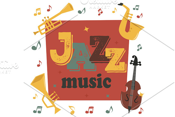 Jazz Musical Instruments Tools Background Jazzband Piano Saxophone Music Sound Vector Illustration Rock Concert Note