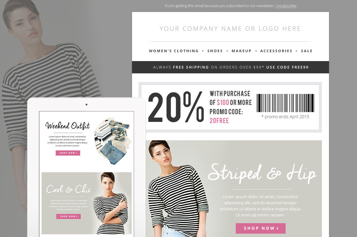 Sales Fashion E-mail Template PSD ~ Email Templates ...