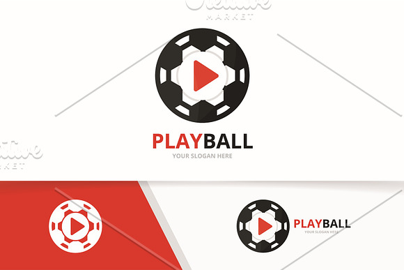 Vector Button Play And Soccer Logo Combination Record And Ball Symbol Or Icon Unique Connect And Football Logotype Design Template