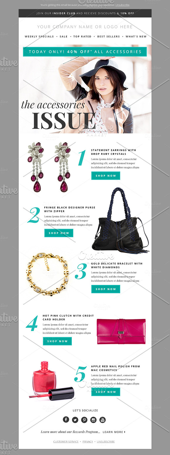 Fashion Newsletter Template PSD in Email Templates - product preview 1