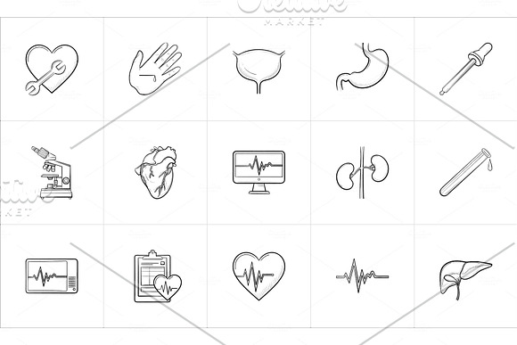 Medicine Hand Drawn Outline Doodle Icon Set