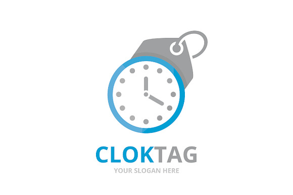 Vector Clock And Tag Logo Combination Time And Shop Symbol Or Icon Unique Express And Label Logotype Design Template