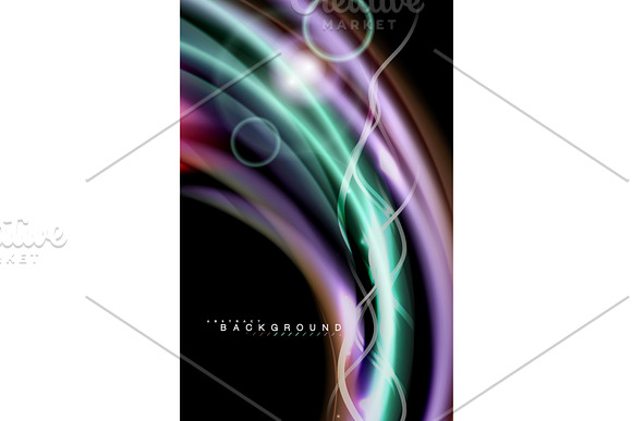 Color Shiny Light Effects On Black Liquid Style Multicolored Wavy Shape