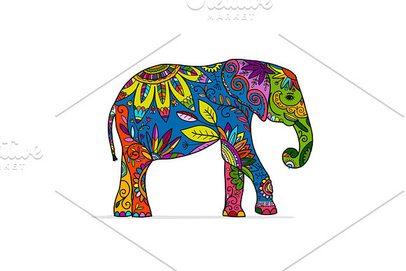 Elephant Ornate Sketch For Your Design