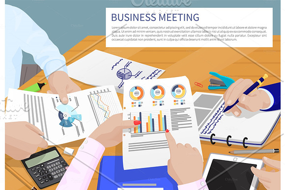 Business Meeting And Text Vector Illustration