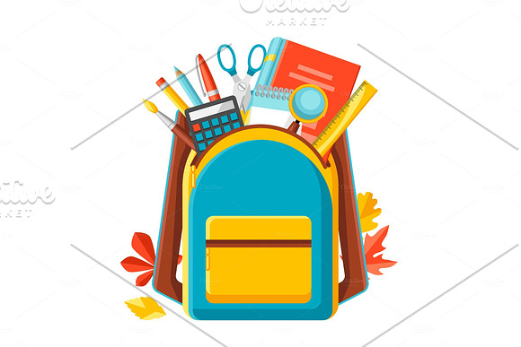 School Backpack With Education Items