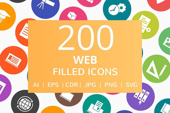 200 Web Filled Round Icons