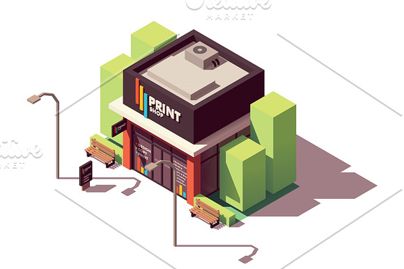 Vector Isometric Copy And Print Shop