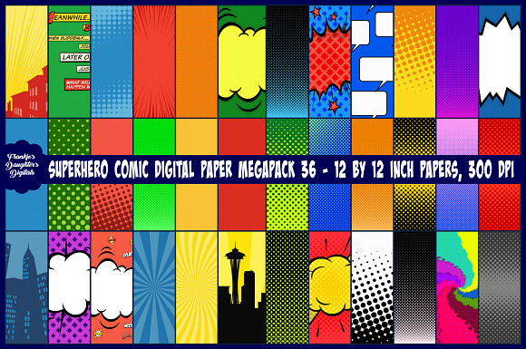Superhero Comic Pop Art Megapack in Patterns