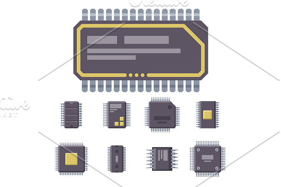 CPU Microprocessors Microchip Vector Illustration Hardware Component Equipment