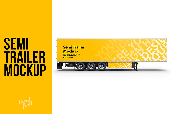 Free Truck Semi Trailer PSD Mockup