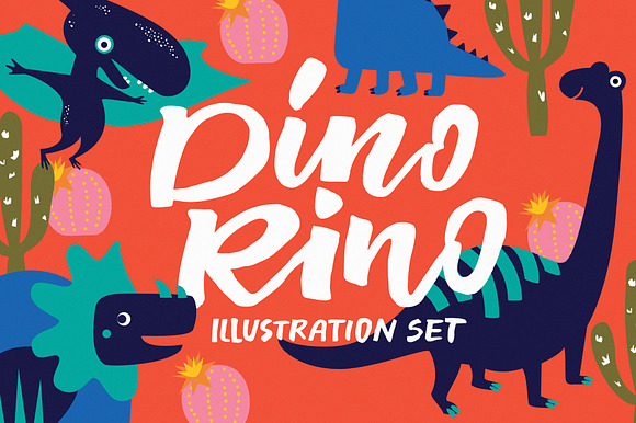 Dino Rino Illustration Set