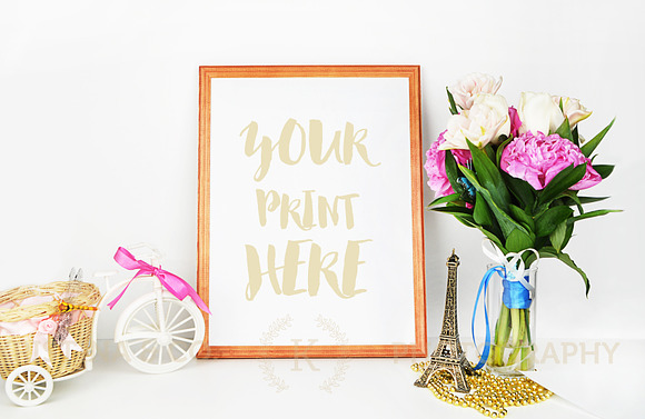 Styled Mockup. Gold and peonies in Product Mockups