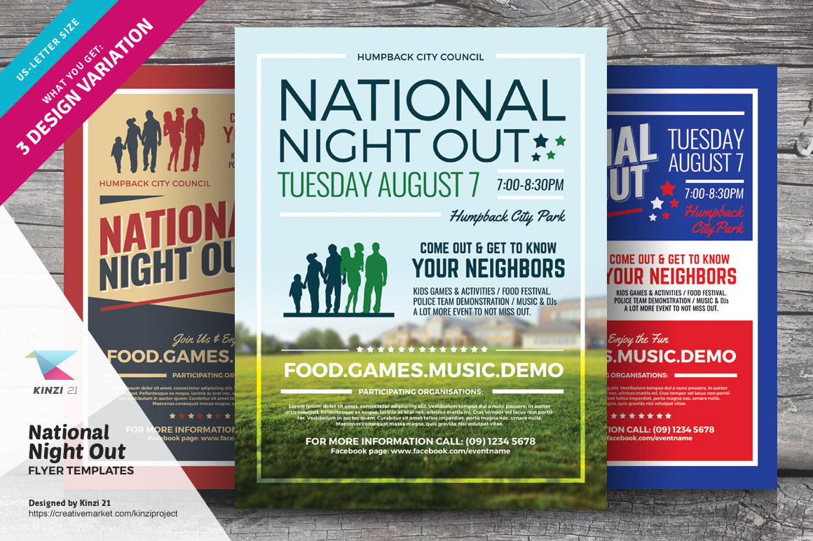 National Night Out Flyer Templates Flyer Templates Creative Market