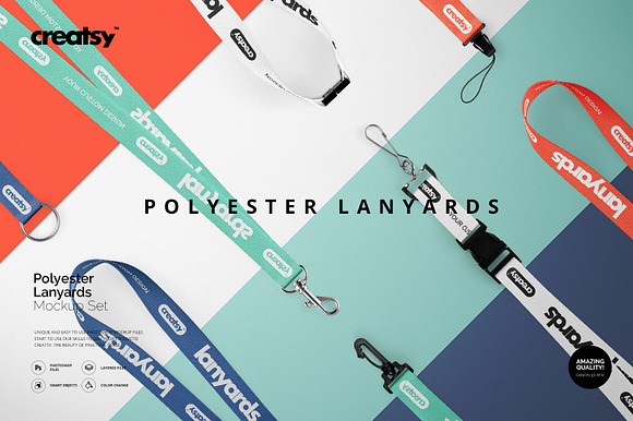 Download Polyester Lanyards Mockup Set