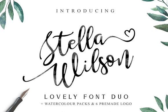 Stella Wilson Font Duo & Extras in Script Fonts
