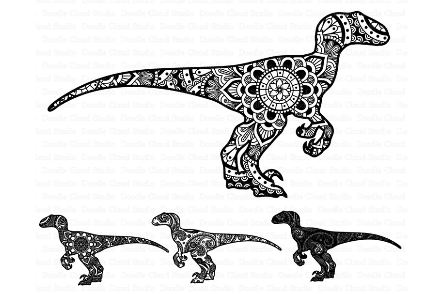mandala dinosaur svg raptor mandala  illustrations