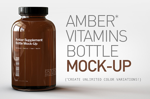 Free Amber Supplement Bottle Mock-Up