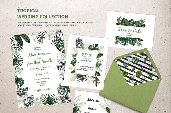 Tropical wedding collection in Invitation Templates - product preview 1