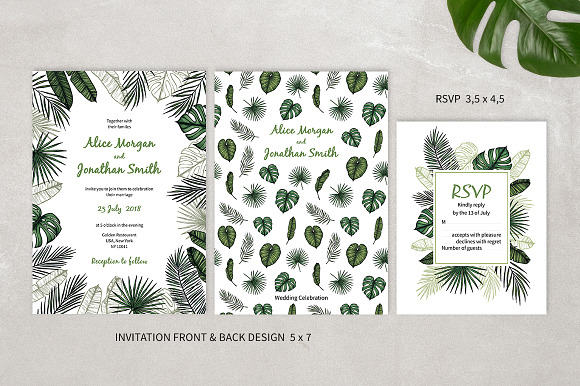 Tropical wedding collection in Invitation Templates - product preview 2
