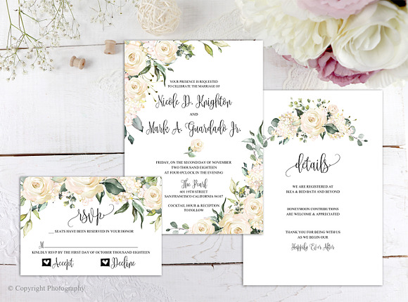Blush Roses and Greenery Wedding  in Invitation Templates