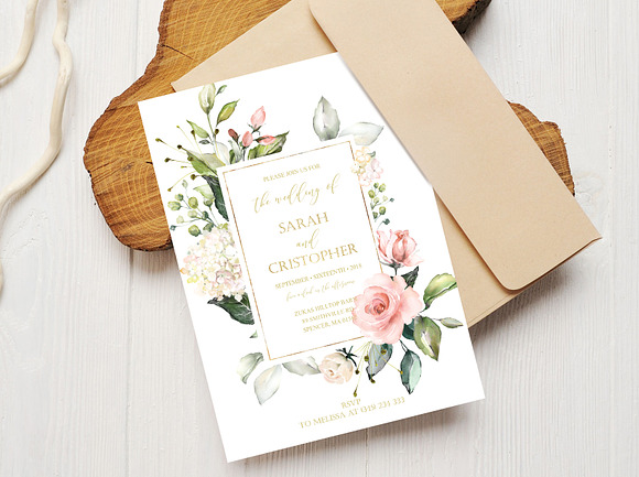 Blush Pink Roses Wedding Invite in Invitation Templates - product preview 1