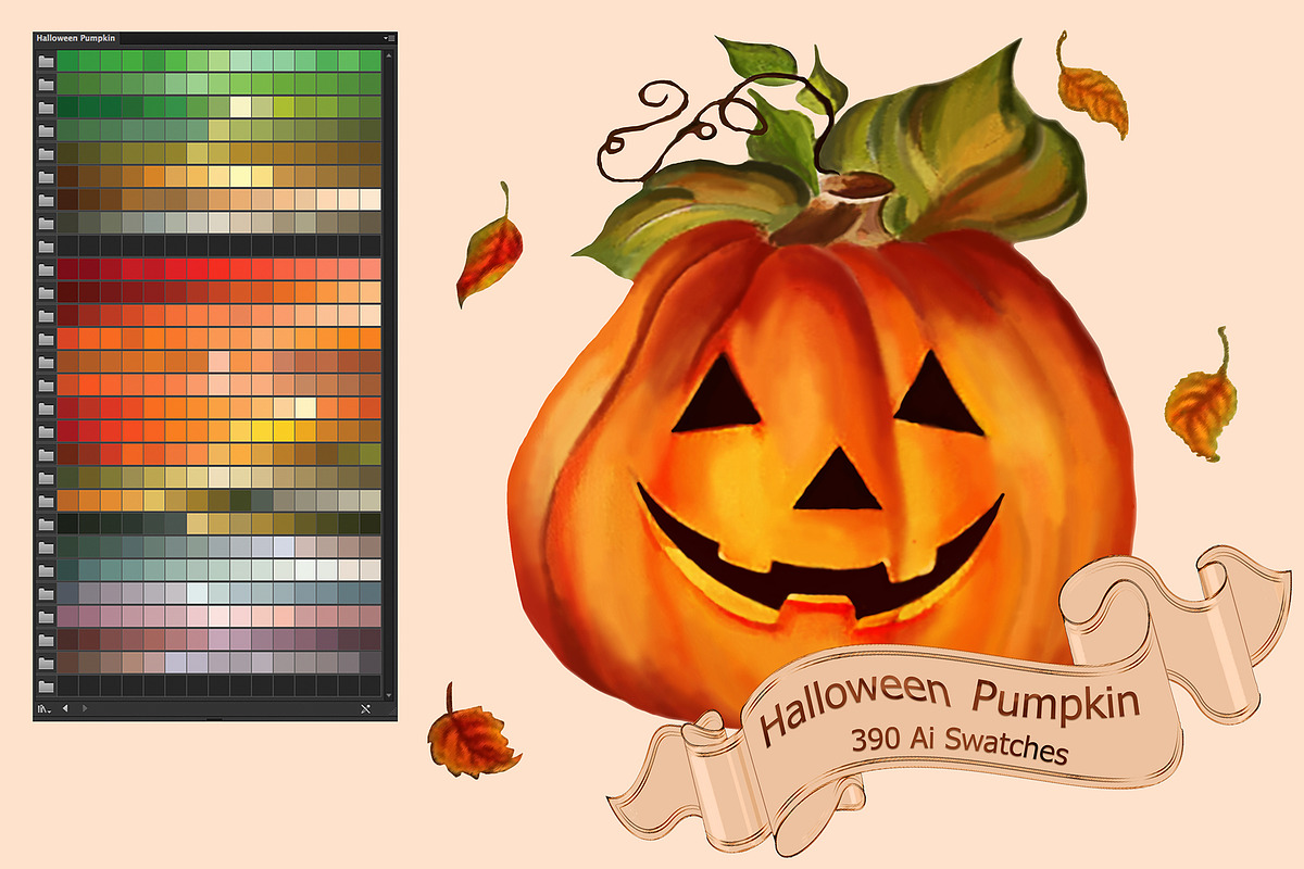 Halloween Pumpkin Ai Swatches in Photoshop Color Palettes