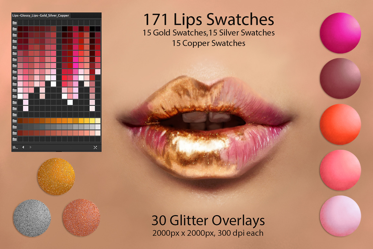 Lips Ai Swatches for DigitalPainting in Photoshop Color Palettes