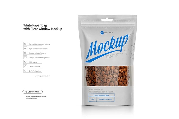 Download White Paper Bag Doypack Mock-up