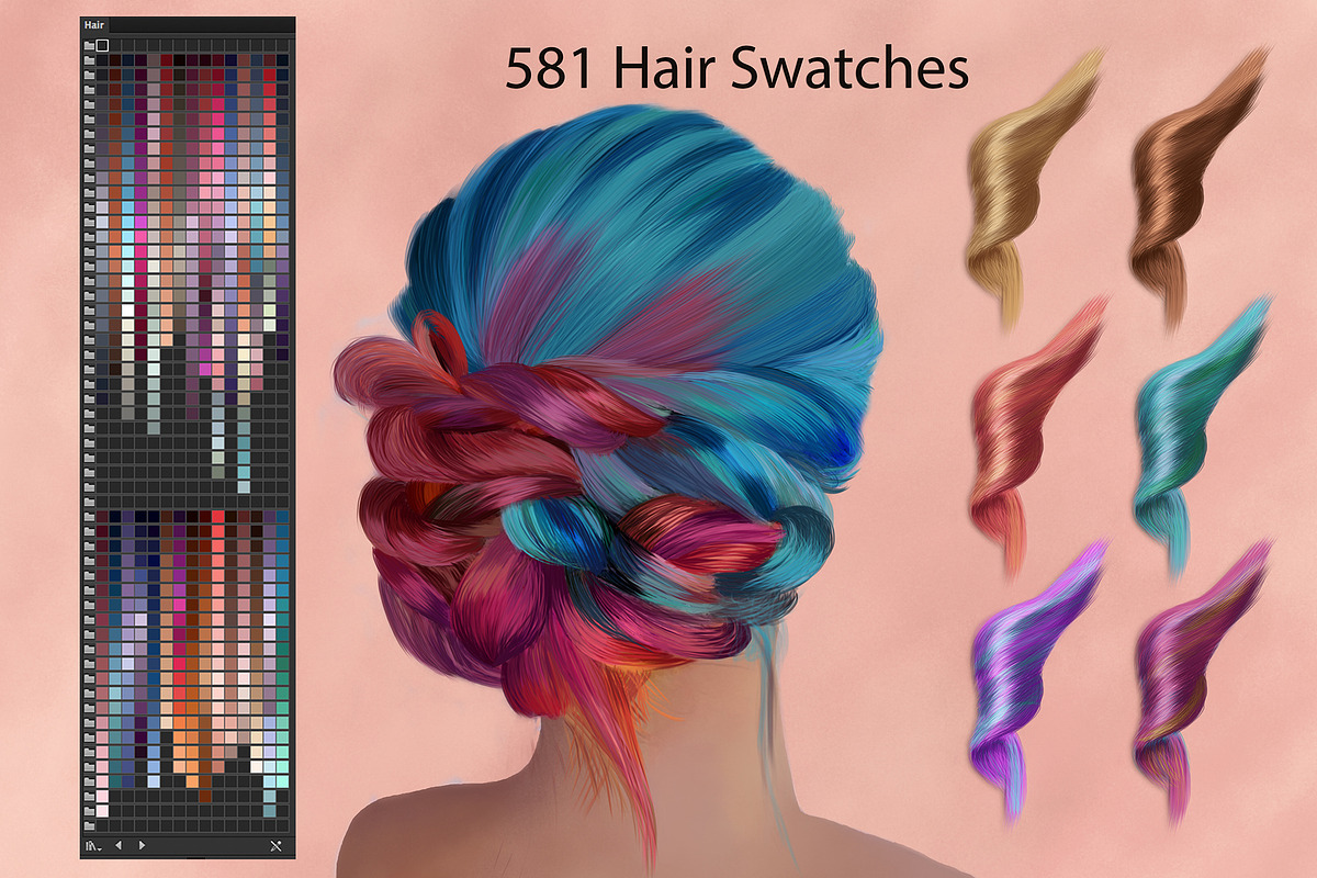 Hair Ai Swatches for DigitalPainting in Photoshop Color Palettes
