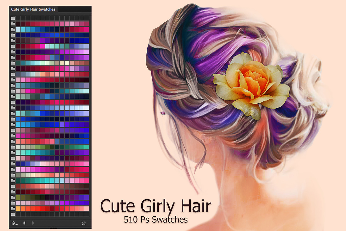 Cute Girly Hair Ai Swatches in Photoshop Color Palettes