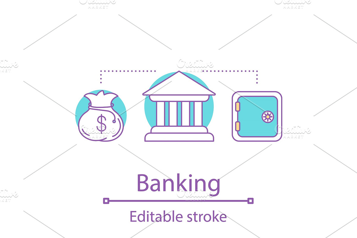 Banking Concept Icon Saving Money Idea Thin Line Illustration