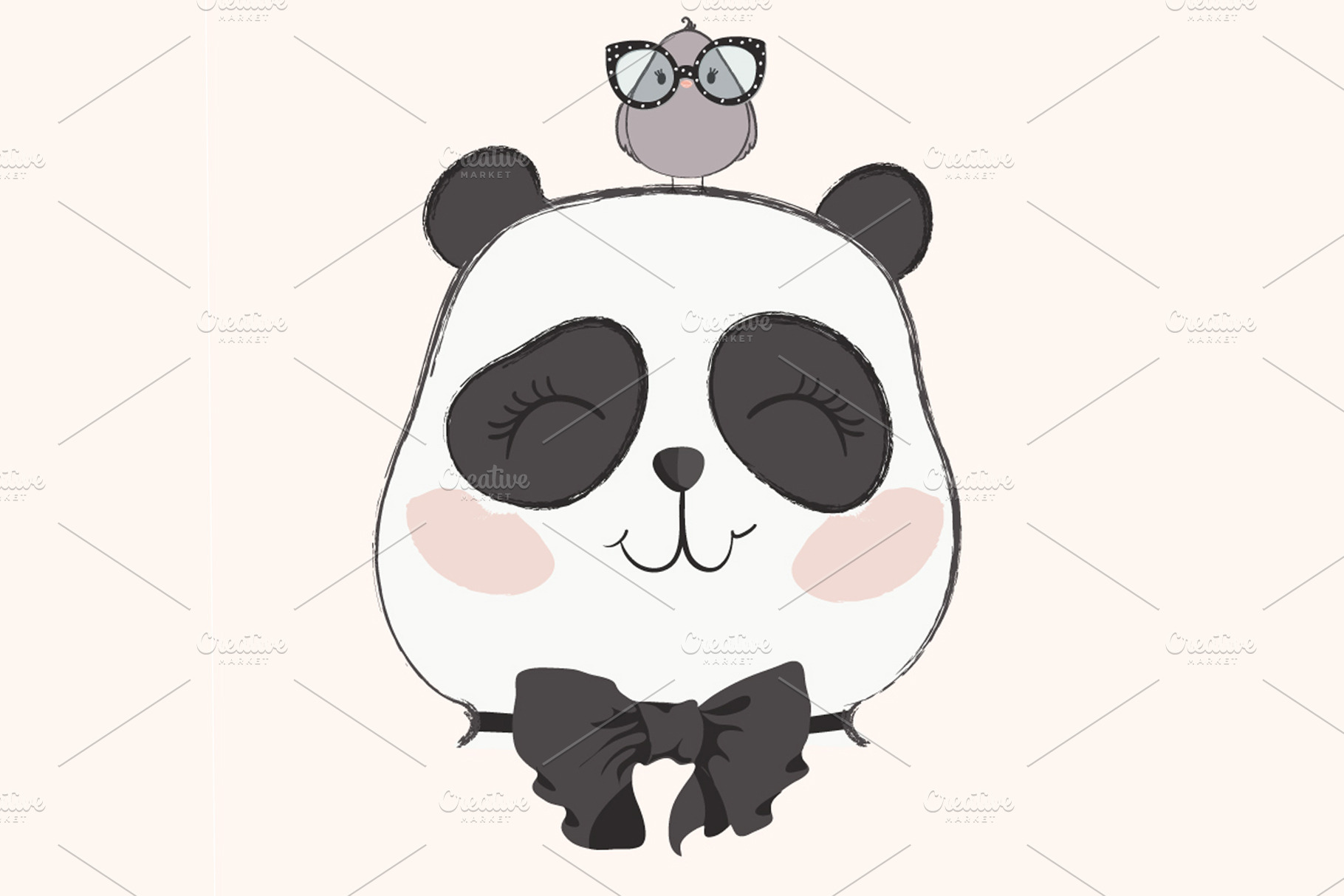 Download Cute panda and bird vector.Baby ~ Illustrations ~ Creative ...