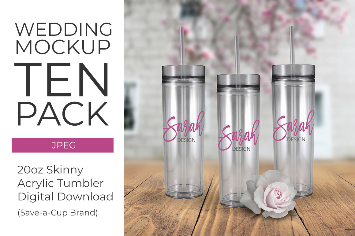 Download Wedding Skinny Acrylic Tumbler 10 pk ~ Product Mockups ~ Creative Market