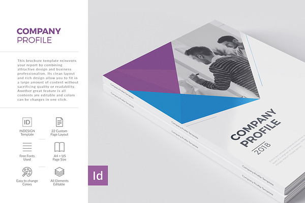 Download Free Company Profile 22 Pages Psd Template PSD Mockups.