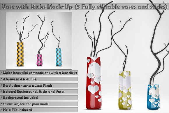 Download Vase with Sticks Mockup Kit