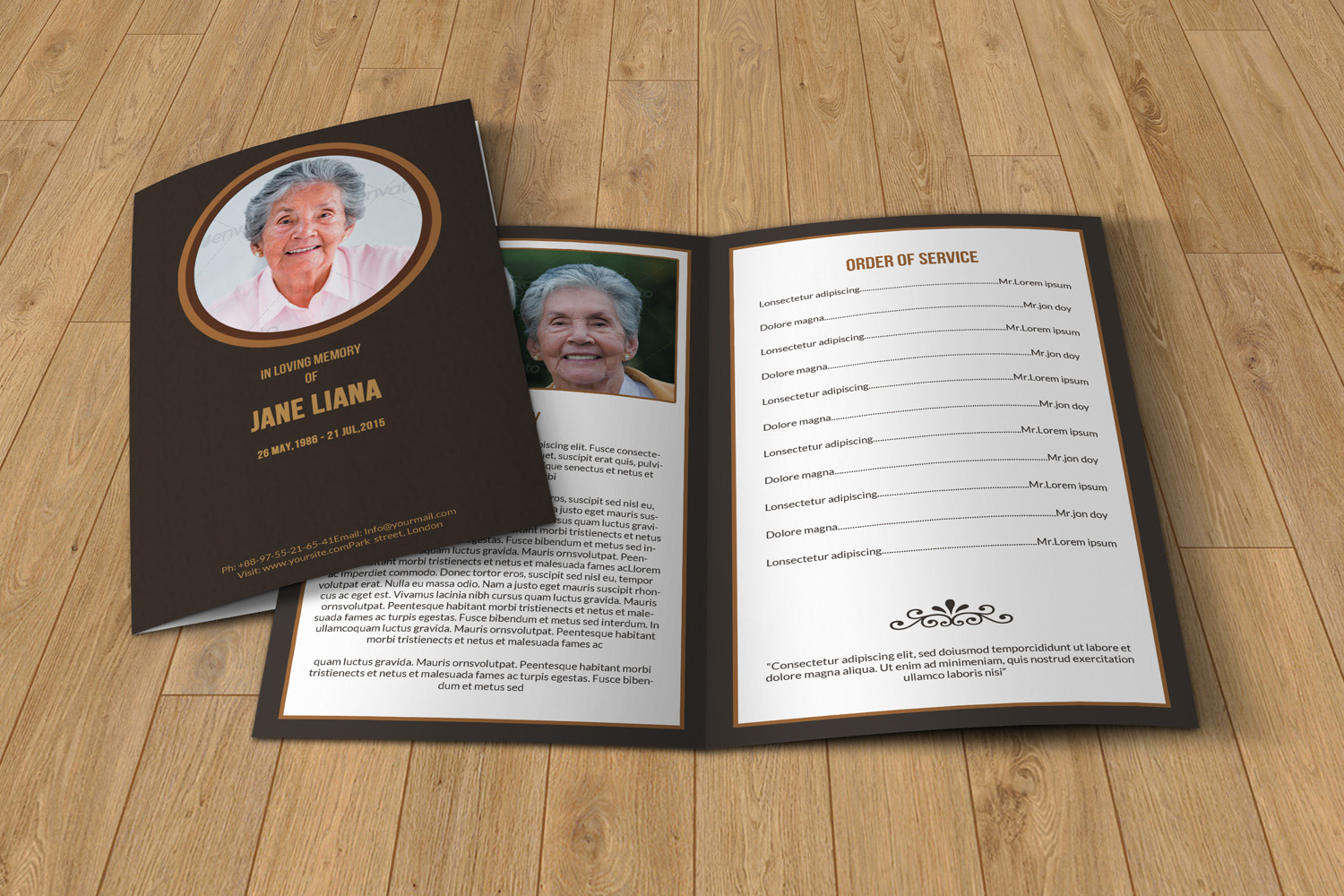 Funeral program template-T130 ~ Brochure Templates ~ Creative Market1500 x 1000