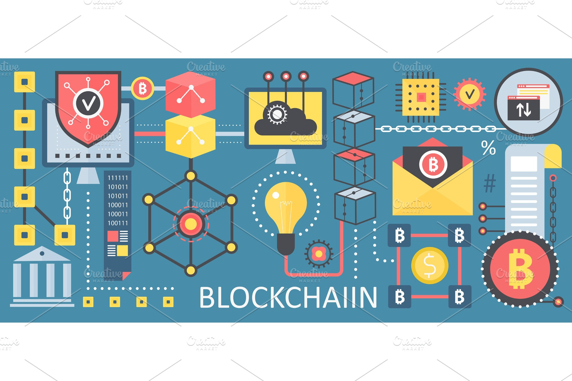 Crypto bitcoin blockchain concept ~ Illustrations ...