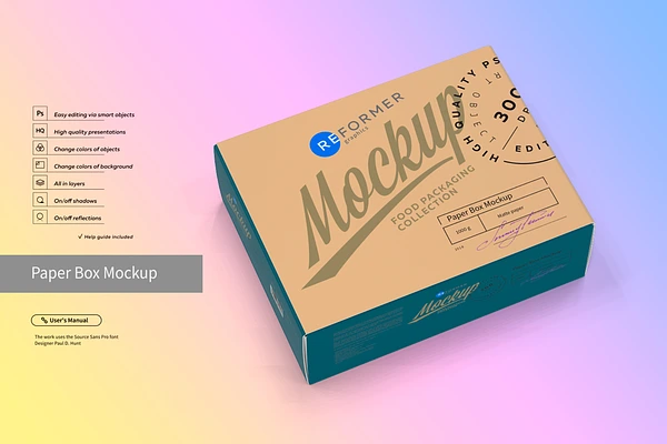 Download Paper Box Mockup Half Side View Psd Mockup Free Mockup Packaging Box PSD Mockup Templates